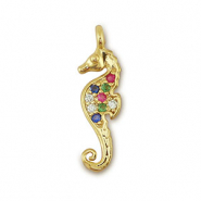 TQ Metall Brass Anh&auml;nger Seahorse Gold-multicolor