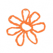 Bast Anhänger Flower 55mm Orange