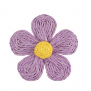 Bast Anhänger Flower 55mm Purple-yellow