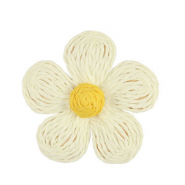 Bast Anhänger Flower 55mm White-yellow