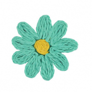 Bast Anhänger Flower 50mm Green