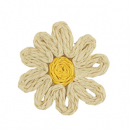 Bast Anhänger Flower 50mm Beige