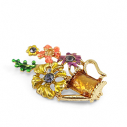 Broschen Can with Flowers Multicolour-gold