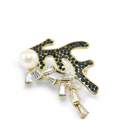 Broschen Seaweed Dark blue-gold