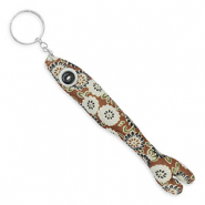 Schl&uuml;sselanh&auml;nger Fisch 17.5cm Brown-off white-black-green