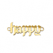 Anh&auml;nger aus Stainless Steel - Rostfreiem Stahl Zwischenst&uuml;ck ''happy'' Gold