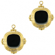 Anhänger aus Stainless Steel - Rostfreiem Stahl square Enamel Gold-black