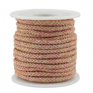 Trendy Kordel geflochten 3.5mm Off white-pink-gold