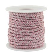 Trendy Kordel geflochten 3.5mm White-pink-silver