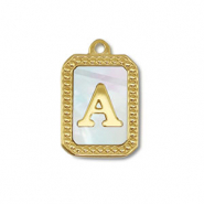 Anh&auml;nger aus Stainless Steel - Rostfreiem Stahl Shell Initiale A Gold-white (Naturliche Farbe Muschel)