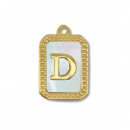 Anh&auml;nger aus Stainless Steel - Rostfreiem Stahl Shell Initiale D Gold-white (Naturliche Farbe Muschel)
