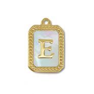 Anh&auml;nger aus Stainless Steel - Rostfreiem Stahl Shell Initiale E Gold-white (Naturliche Farbe Muschel)