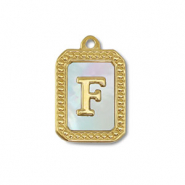 Anh&auml;nger aus Stainless Steel - Rostfreiem Stahl Shell Initiale F Gold-white (Naturliche Farbe Muschel)