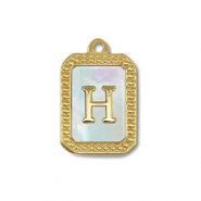 Anh&auml;nger aus Stainless Steel - Rostfreiem Stahl Shell Initiale H Gold-white (Naturliche Farbe Muschel)