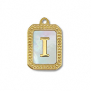 Anh&auml;nger aus Stainless Steel - Rostfreiem Stahl Shell Initiale I Gold-white (Naturliche Farbe Muschel)