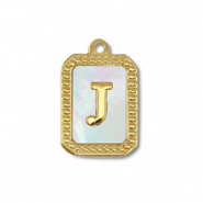 Anh&auml;nger aus Stainless Steel - Rostfreiem Stahl Shell Initiale J Gold-white (Naturliche Farbe Muschel)