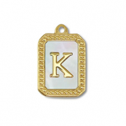 Anh&auml;nger aus Stainless Steel - Rostfreiem Stahl Shell Initiale K Gold-white (Naturliche Farbe Muschel)