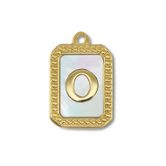 Anh&auml;nger aus Stainless Steel - Rostfreiem Stahl Shell Initiale O Gold-white (Naturliche Farbe Muschel)