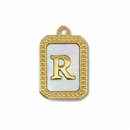 Anh&auml;nger aus Stainless Steel - Rostfreiem Stahl Shell Initiale R Gold-white (Naturliche Farbe Muschel)