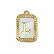 Anh&auml;nger aus Stainless Steel - Rostfreiem Stahl Shell Initiale L Gold-white (Naturliche Farbe Muschel)