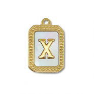 Anh&auml;nger aus Stainless Steel - Rostfreiem Stahl Shell Initiale X Gold-white (Naturliche Farbe Muschel)