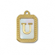 Anh&auml;nger aus Stainless Steel - Rostfreiem Stahl Shell Initiale U Gold-white (Naturliche Farbe Muschel)