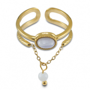 Stainless Steel - Rostfrei Stahl Ringe mit Naturstein Gold-lilac purple-white
