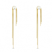 Stainless Steel - Rostfrei Stahl Ohrringe / Ohrstecker with imitation pearls Gold