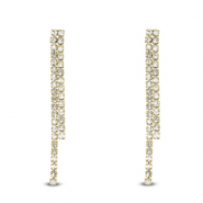 Stainless Steel - Rostfrei Stahl Ohrringe / Ohrstecker with unequal rhinestones Gold