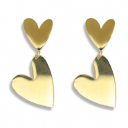 Stainless Steel - Rostfrei Stahl Ohrringe / Ohrstecker Heart Gold