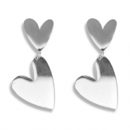 Stainless Steel - Rostfrei Stahl Ohrringe / Ohrstecker Heart Silver