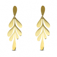 Stainless Steel - Rostfrei Stahl Ohrringe / Ohrstecker Leaf Gold