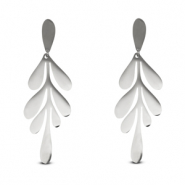 Stainless Steel - Rostfrei Stahl Ohrringe / Ohrstecker Leaf Silver