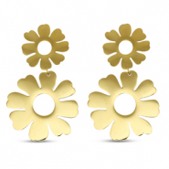 Stainless Steel - Rostfrei Stahl Ohrringe / Ohrstecker Flower Gold