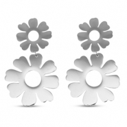Stainless Steel - Rostfrei Stahl Ohrringe / Ohrstecker Flower Silver