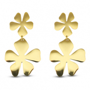Stainless Steel - Rostfrei Stahl Ohrringe / Ohrstecker Flower Gold