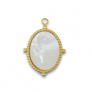 Anh&auml;nger aus Stainless Steel - Rostfreiem Stahl Shell Oval Gold-white (Naturliche Farbe)