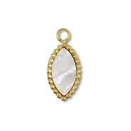 Anh&auml;nger aus Stainless Steel - Rostfreiem Stahl Shell Oval Gold-white (Naturliche Farbe)