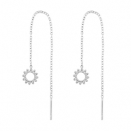 Stainless Steel - Rostfrei Stahl Ohrringe Flower Silver