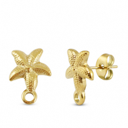 Zubehör aus Stainless Steel - Rostfreiem Stahl Ohrringe / Ohrstecker Starfish with Loop Gold
