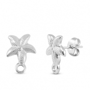 Zubehör aus Stainless Steel - Rostfreiem Stahl Ohrringe / Ohrstecker Starfish with Loop Silver