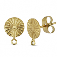 Zubehör aus Stainless Steel - Rostfreiem Stahl Ohrringe / Ohrstecker Round with Loop Gold
