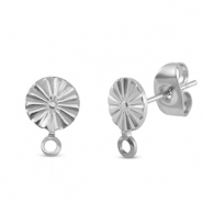 Zubeh&ouml;r aus Stainless Steel - Rostfreiem Stahl Ohrringe / Ohrstecker Round with Loop Silver