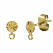 Zubeh&ouml;r aus Stainless Steel - Rostfreiem Stahl Ohrringe / Ohrstecker Round with Loop Gold