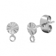Zubeh&ouml;r aus Stainless Steel - Rostfreiem Stahl Ohrringe / Ohrstecker Round with Loop Silver