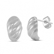 Stainless Steel - Rostfrei Stahl Ohrringe / Ohrstecker Twisted Silver