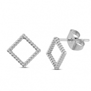 Stainless Steel - Rostfrei Stahl Ohrringe/ Ohrstecker Rhombus Silver