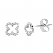 Stainless Steel - Rostfrei Stahl Ohrringe / Ohrstecker Clover Silver