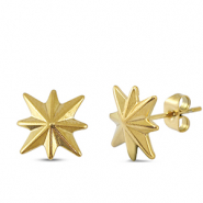 Stainless Steel - Rostfrei Stahl Ohrringe / Ohrstecker Star Gold