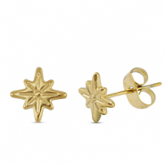 Stainless Steel - Rostfrei Stahl Ohrringe / Ohrstecker Star Gold